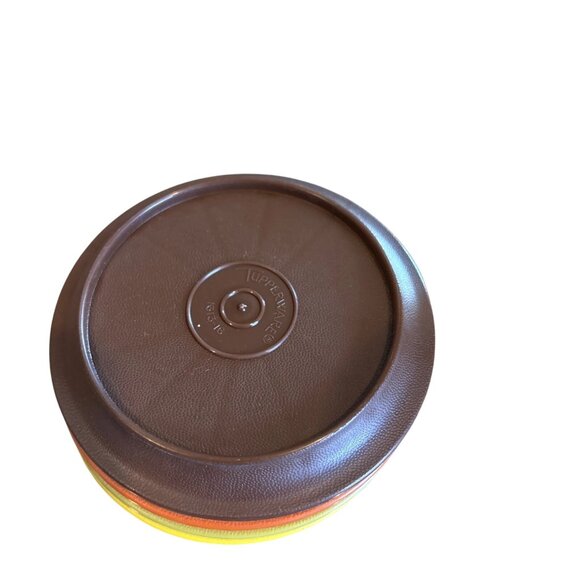 Set of 4 VTG Tupperware Stackable Coffee Mug Cups #1312 w/Lids Harvest - Picture 3 of 6